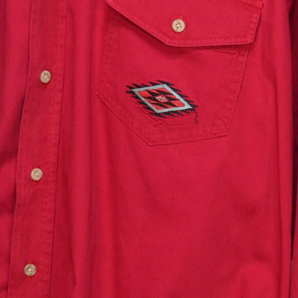 Vintage Western Red Brush Popper shirt embroidery 100% cotton - Picture 2 of 5
